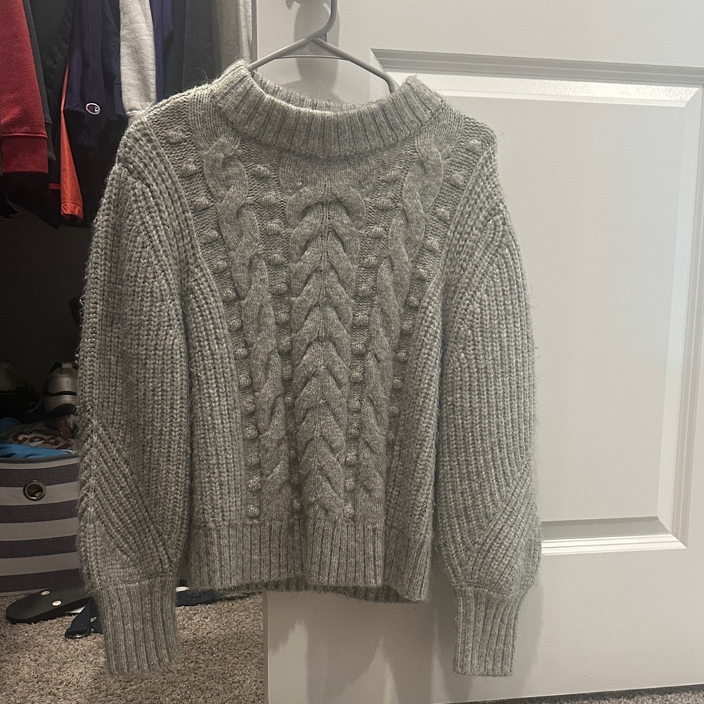 a new day Heather Gray Cable Knit Crewneck Sweater